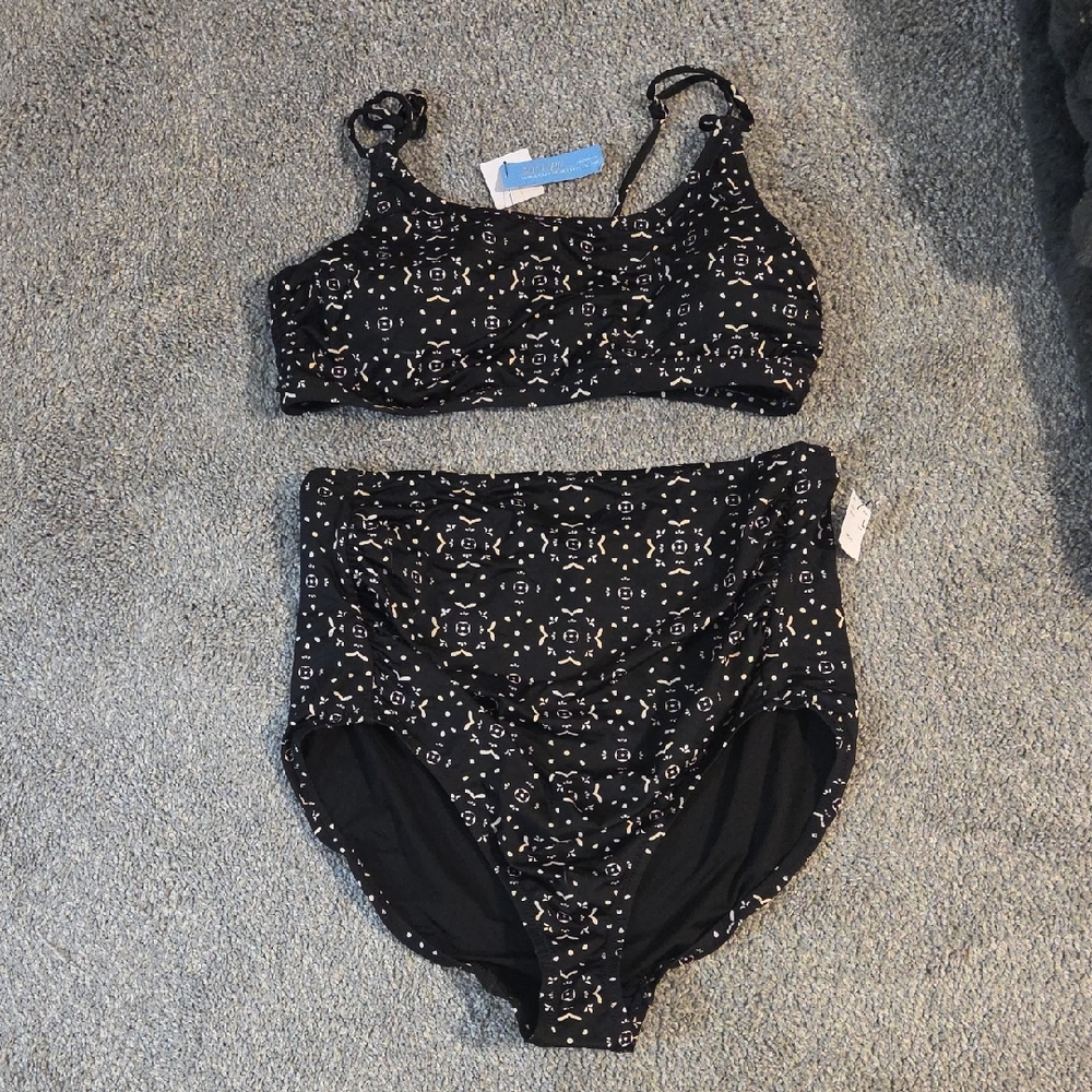 Black Patterned Bikini Set